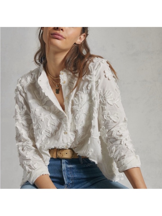 Anthropologie Tops - Pilcro The Whitney Embroidered Trapeze Buttondown